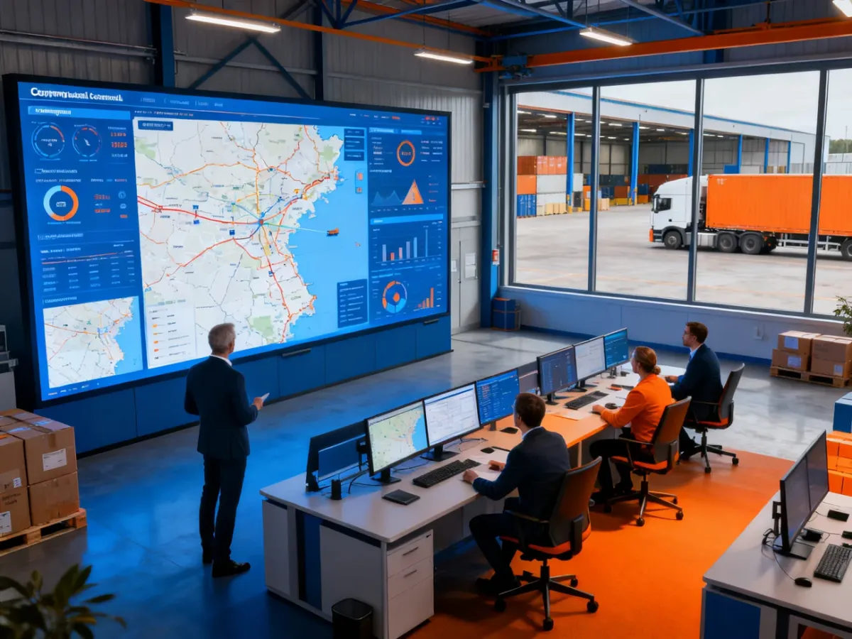 Menedżerowie analizujący odporny łańcuch dostaw w centrum logistycznym