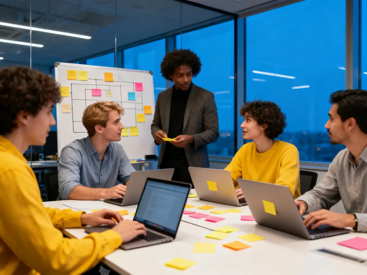 Zespół współpracujący nad projektem w elastycznym, iteracyjnym procesie pracy